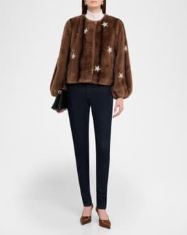 Benson Embellished Faux Mink Jacket