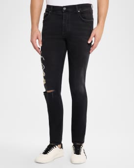 Men's Dragon Repair Slim-Fit Distressed Denim Jeans