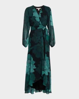 sachin and babi light blue dress Hutch Bridge Floral Chiffon Wrap Dress