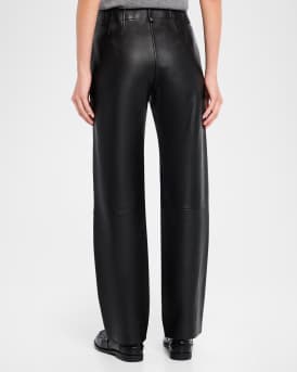 Straight-Leg Lambskin Leather Pants