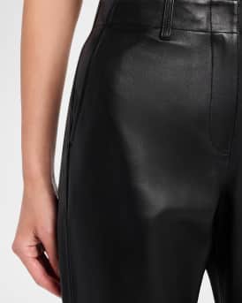 Straight-Leg Lambskin Leather Pants