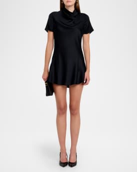 Iris Silk Cowl-Neck Mini Dress