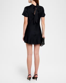 Iris Silk Cowl-Neck Mini Dress