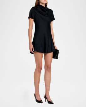 Iris Silk Cowl-Neck Mini Dress