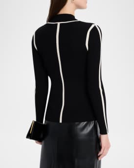 The Chani Mock-Neck Contrast-Trim Sweater