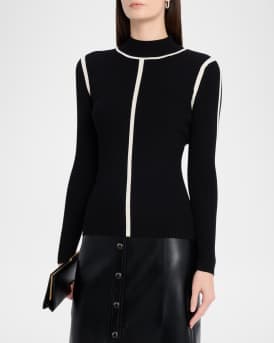 The Chani Mock-Neck Contrast-Trim Sweater