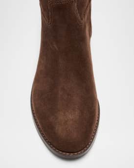 Turnlock Suede Knee-High Riding Boots