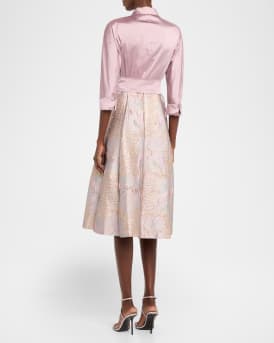 Taffeta Floral Jacquard Midi Shirtdress
