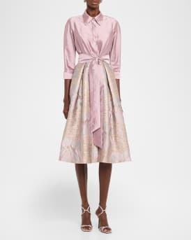 Taffeta Floral Jacquard Midi Shirtdress