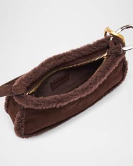 Ollie Shearling-Trim Suede Shoulder Bag