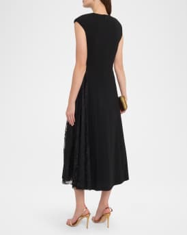 Milena Sleeveless Lace-Inset Midi Dress