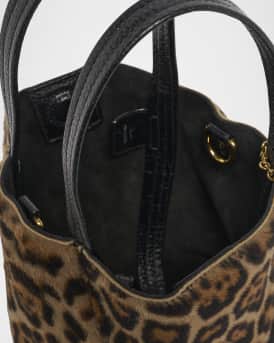 Spin Tote Bag in Leopard-Print Shearling