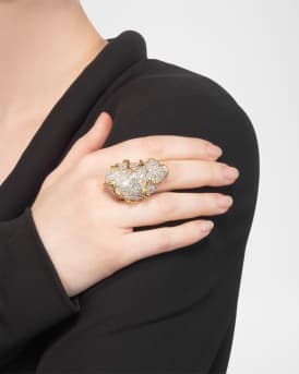 Solanales Large Crystal Pave Geode Ring