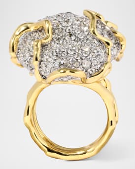 Solanales Large Crystal Pave Geode Ring