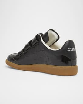 Beth Croc-Effect Leather Grip-Strap Sneakers