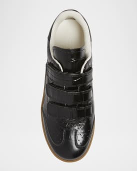 Beth Croc-Effect Leather Grip-Strap Sneakers