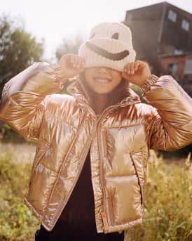 Kid's Kim Embroidered Smiley Beanie