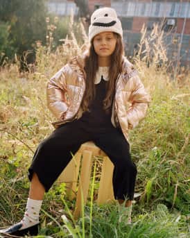 Kid's Kim Embroidered Smiley Beanie