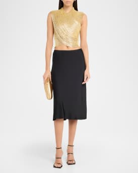 Haisley Hand-Beaded Mesh Crop Top