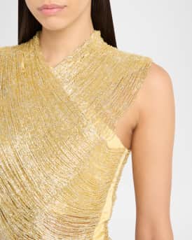 Haisley Hand-Beaded Mesh Crop Top