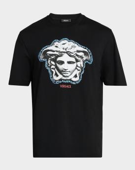 VERSACE メデューサ ロゴ コットンＴシャツ Versace Men's Sculptural Medusa Cotton Jersey T-Shirt | Neiman Marcus