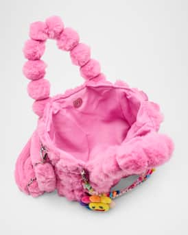 Girl's Charm Faux Fur Tote Bag