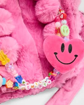 Girl's Charm Faux Fur Tote Bag