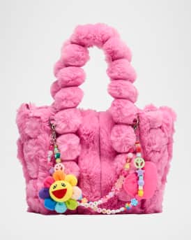 Girl's Charm Faux Fur Tote Bag