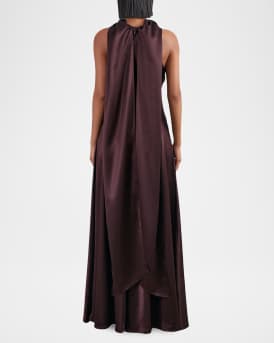 Fae Satin Cape Maxi Dress