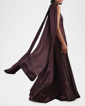 Fae Satin Cape Maxi Dress