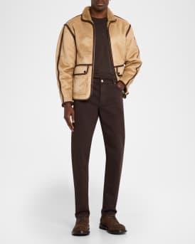 Men's Faux Shearling Full-Zip Jacket with Sleeve Label