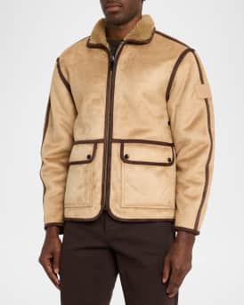 Men's Faux Shearling Full-Zip Jacket with Sleeve Label