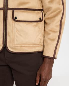 Men's Faux Shearling Full-Zip Jacket with Sleeve Label