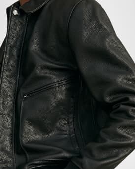 Men's Purleigh Grained Leather Full-Zip Jacket