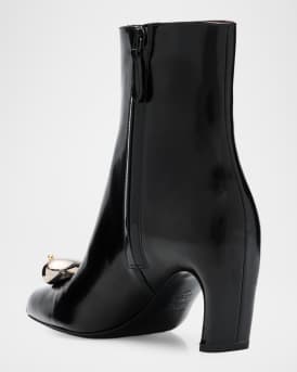 Pierced Leather Ankle Boots