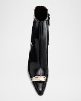 Pierced Leather Ankle Boots