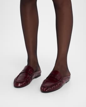 Eel Leather Logo Mule Loafers