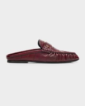 Eel Leather Logo Mule Loafers