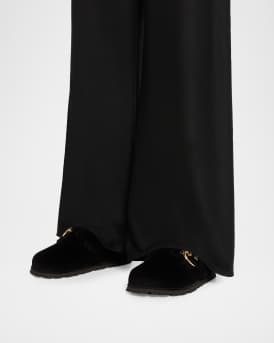 Chrystie Shearling-Lined Corduroy Mules