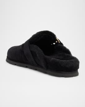 Chrystie Shearling-Lined Corduroy Mules