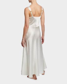Bijoux Lace-Inset Silk Gown