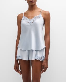 Bijoux Short Lace-Trim Silk Pajama Set