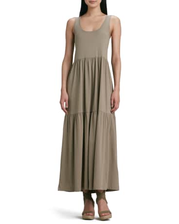 Tape Yarn Knit Cardigan & Tiered Long Tank Dress, Plus Size | Neiman Marcus