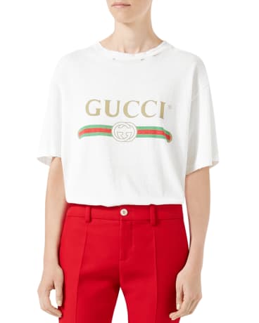 Gucci-Print Cotton Tee, White and Matching Items | Neiman Marcus