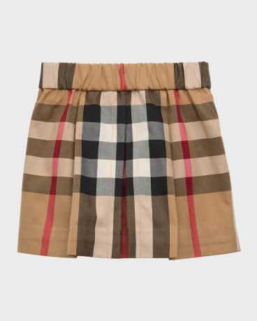 Girl's Anjelica Check-Print Pleated Skirt | Neiman Marcus