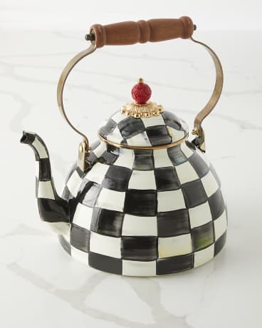 Black and white checkered tea kettle discount