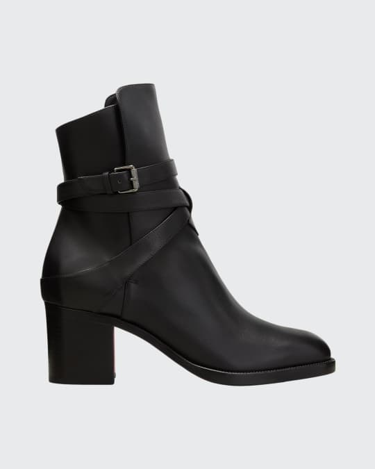 Christian Louboutin Karistrap Leather 70mm Red Sole Ankle Boot