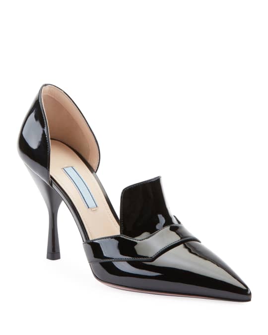 Prada Two-Piece Patent Leather Point-Toe Loafer Pumps | Neiman Marcus