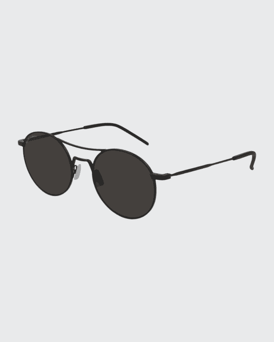 Saint Laurent Mens Round Metal Double Bridge Sunglasses Neiman Marcus 