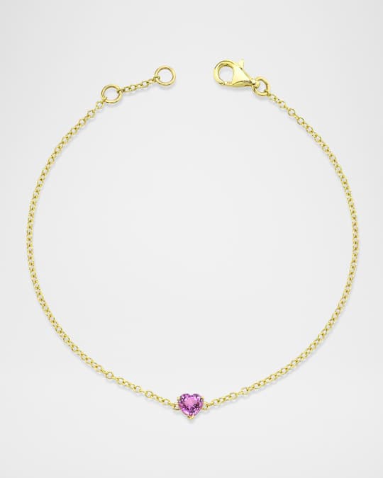Baby Pink Sapphire Heart Bracelet